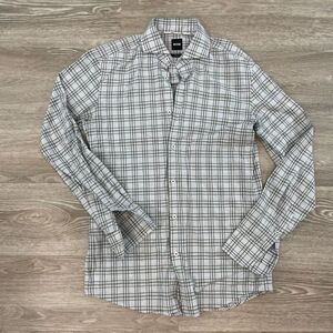 Hugo Boss Slim Fit Gray plaid cotton shirt sz S